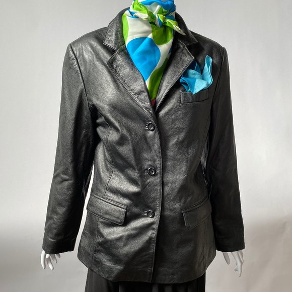 Black Genuine Leather Jacket by Ferrar - sz Med - Picture 6 of 16